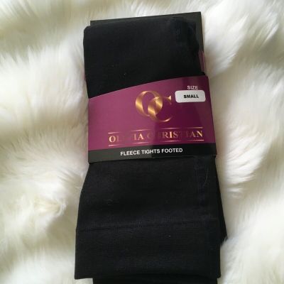 Women's Tights, Olivia Christian Black Fleeced Footed Tights Small